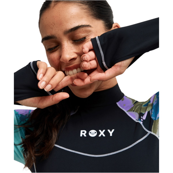 2026 Roxy Womens Active Long Sleeve One-Piece Swimsuit ERJWR03944 - Viola Golden Gal S